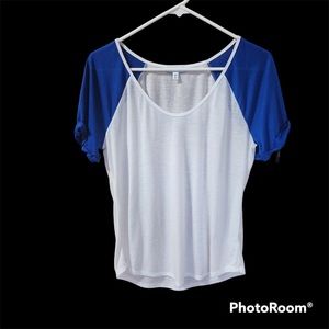 Express tee shirt blue and white side M